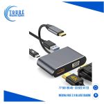 Adaptateur USB C vers HDMI VGA USB3.0, hub USB 4 en 1 de type C 
